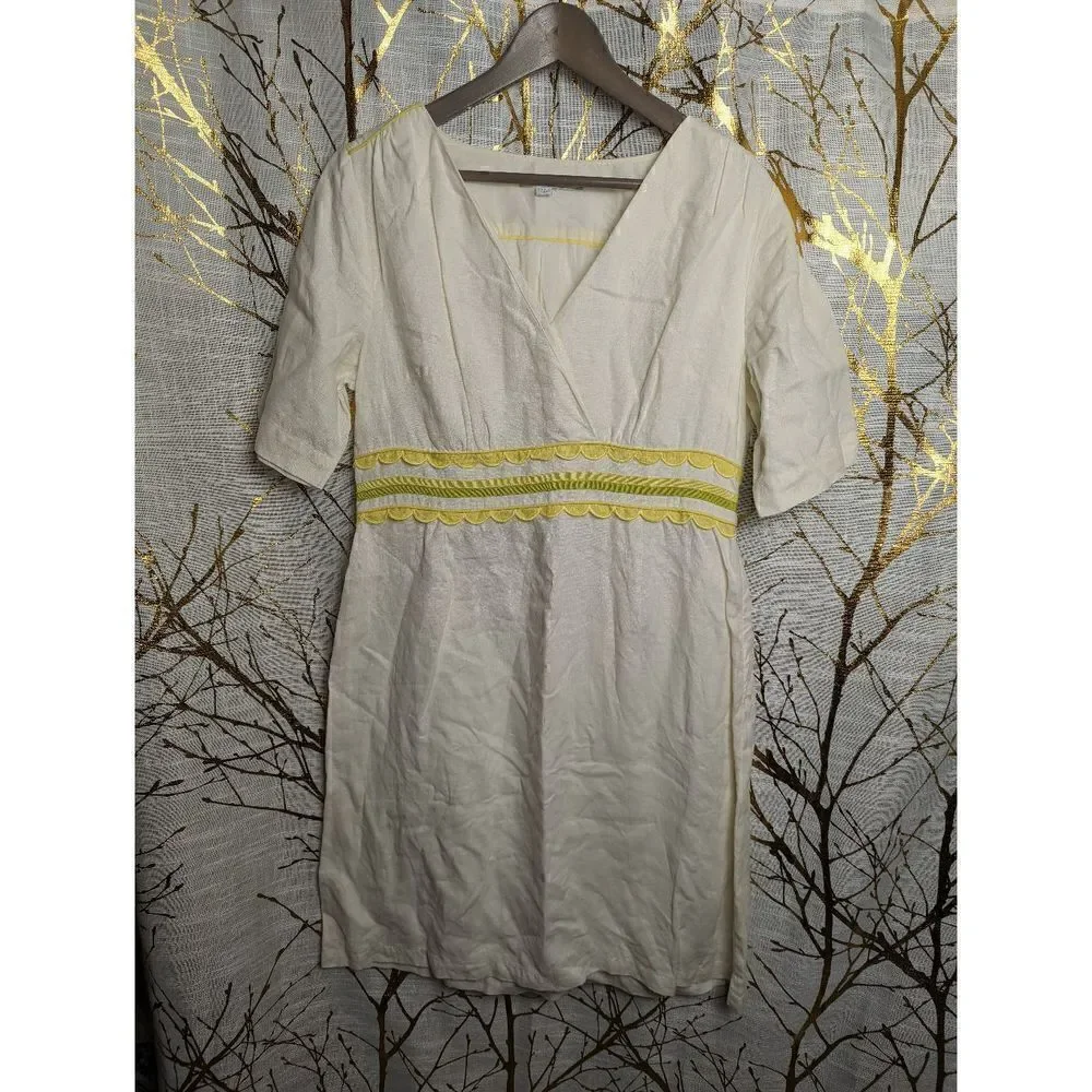 boden yellow linen dress Yellow Embroidered Linen Dress by Boden